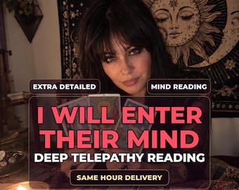 May include: A person holding three tarot cards with text overlay reading EXTRA DETAILED MIND READING, I WILL ENTER THEIR MIND DEEP TELEPATHY READING, and SAME HOUR DELIVERY. The scene includes a lit candle and additional tarot cards on a patterned cloth.