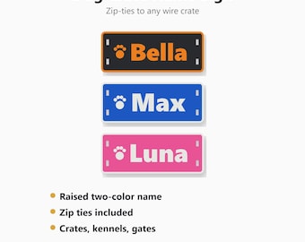 Personalized Dog Crate Name Sign, Custom Kennel Name Plate with Paw, Dog Crate Tag, New Puppy Gift, Pet Name Sign