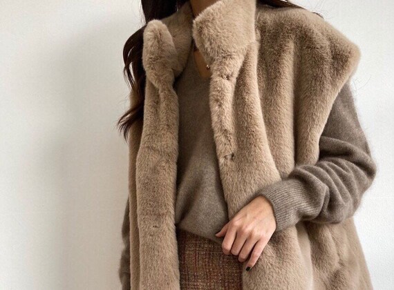 Eco friendly Vegan Faux Fur Vest Faux Fur Teddy Vest Beige Vegan Fur Vest Blank Faux Mink Fur Vest Faux Mink Vest Etsy Canada