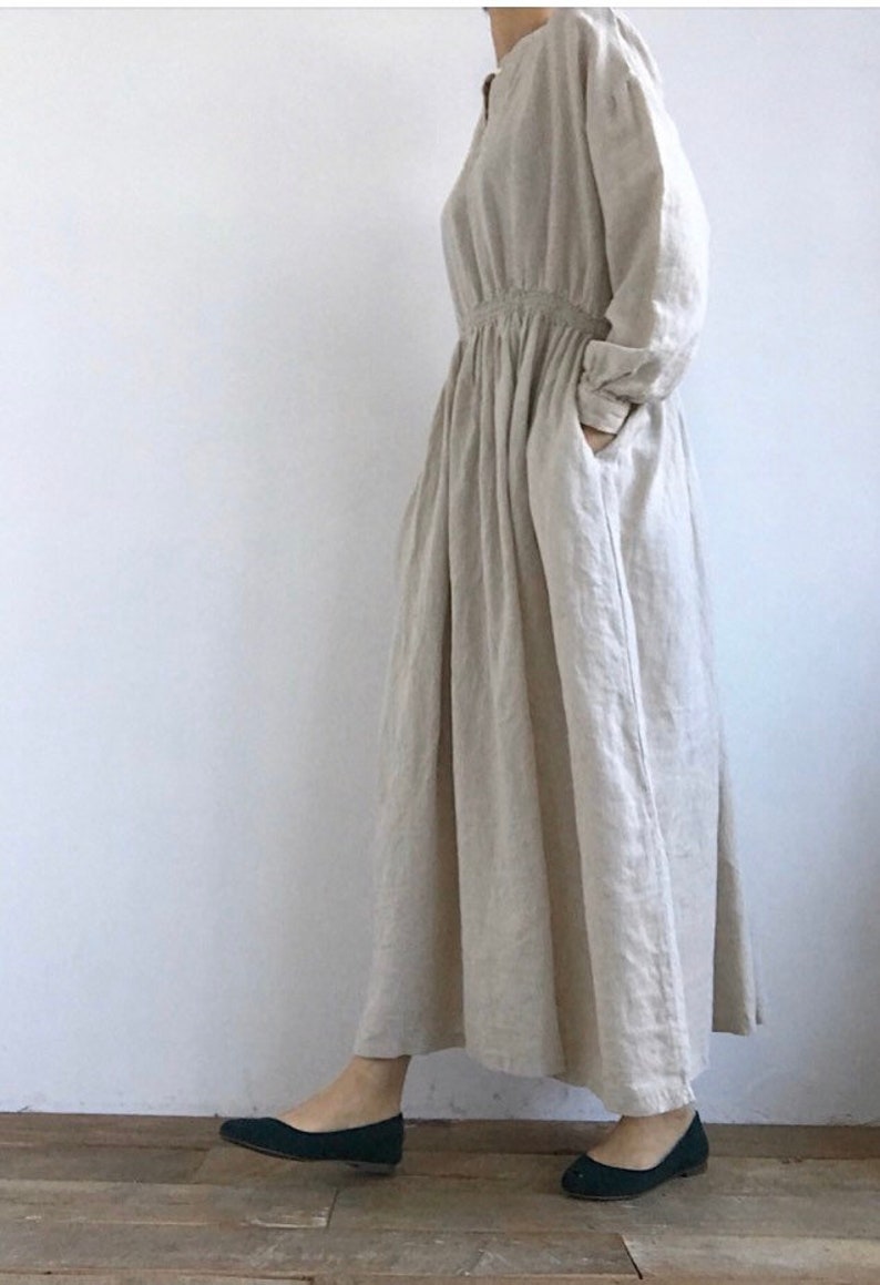 Plain Linen Dress Minimalist Dress Black Linen Dress Beige - Etsy