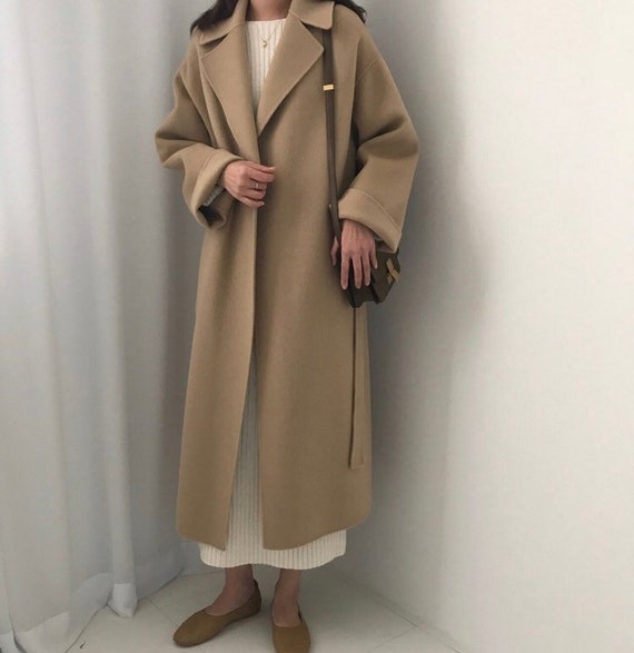 Hand Sewn Timeless Minimal Wool Long Coat Jacket - Etsy