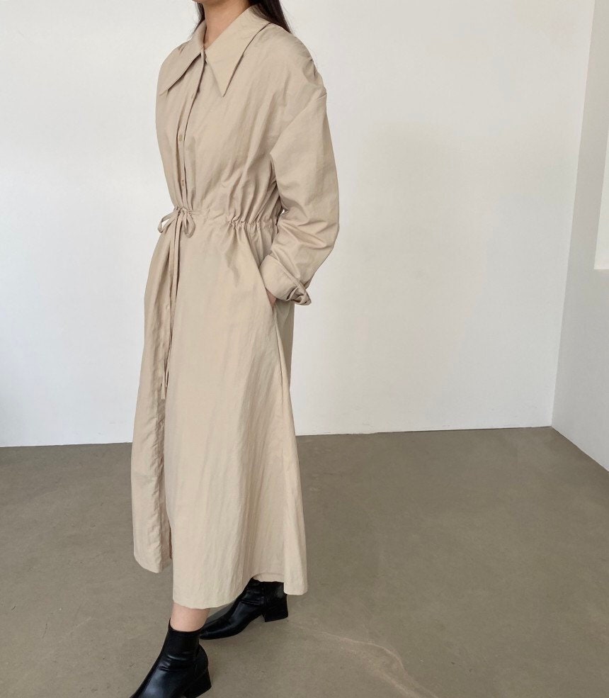 Button Down Long Shirt Dress Minimal Shirt Dress Long Jacket - Etsy