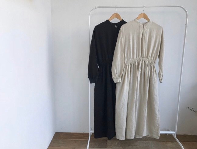 Plain Linen Dress Minimalist Dress Black Linen Dress Beige - Etsy