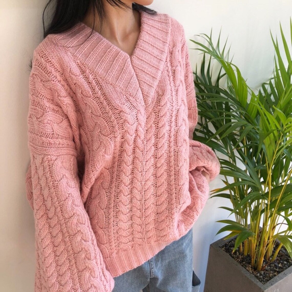 Chunky Cable Knit Sweater Wool Cable Knit Sweater Wool Etsy