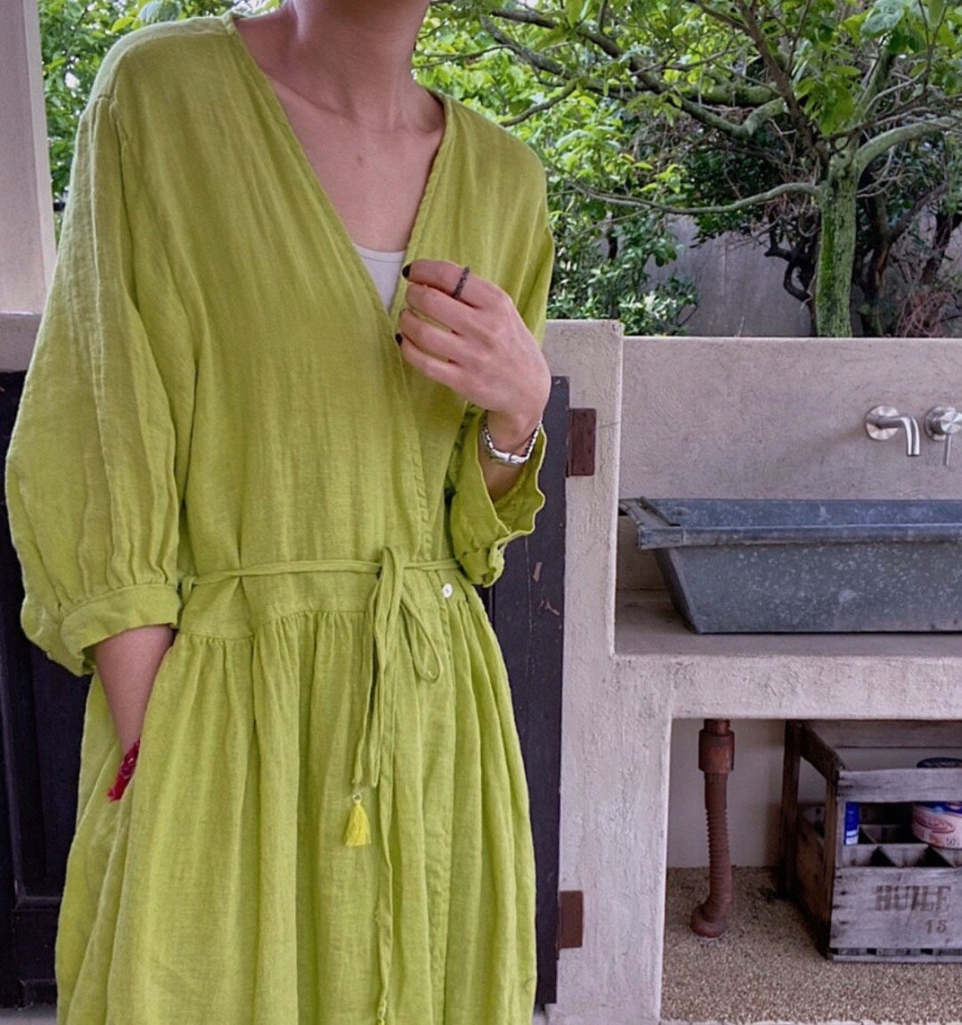 Lime Green Draped Gown