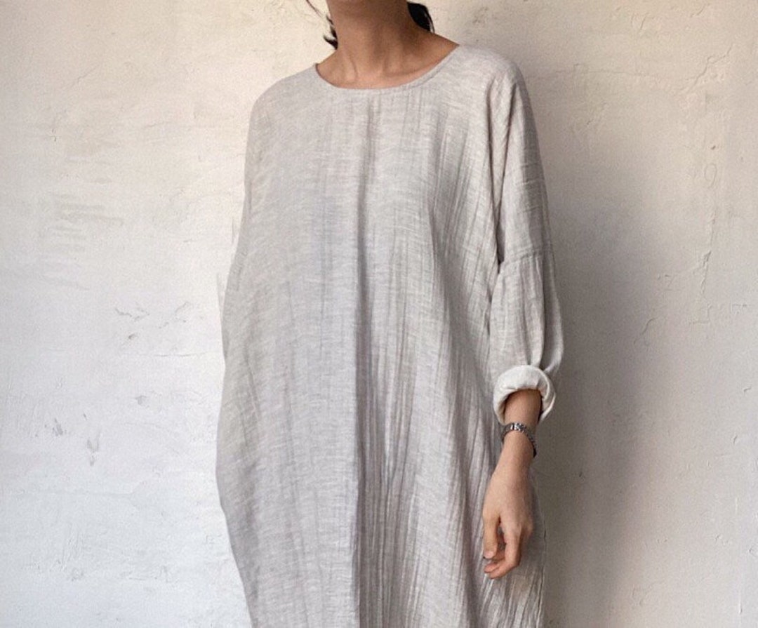 Extra Comfort Slouchy Plain Cotton Dress, Comfort Cotton Maxi Dress