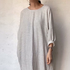 Extra comfort slouchy plain cotton dress, Comfort cotton maxi dress, Raglan sleeve cotton dress, Minimal cotton dress, Long cotton dress