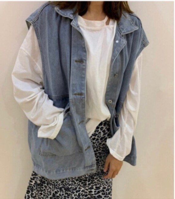 oversized denim vest