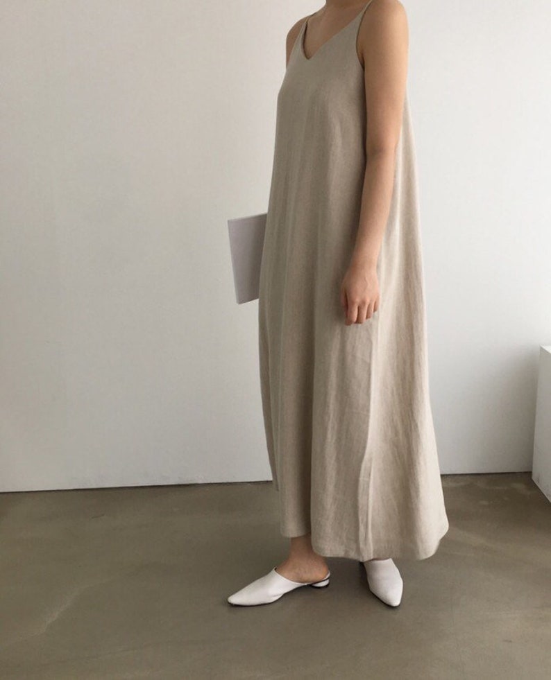 Chunky Herringbone Linen Sleeveless Maxi Dress Trapezoidal - Etsy