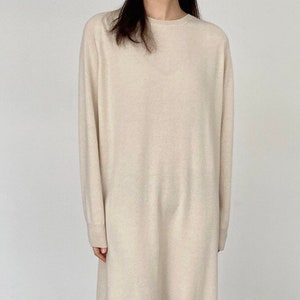 Minimal cashmere wool knit dress, Minimal wool maxi dress, Round neck cashmere wool long dress, Wool knit maxi dress, Raglan sleeve dress