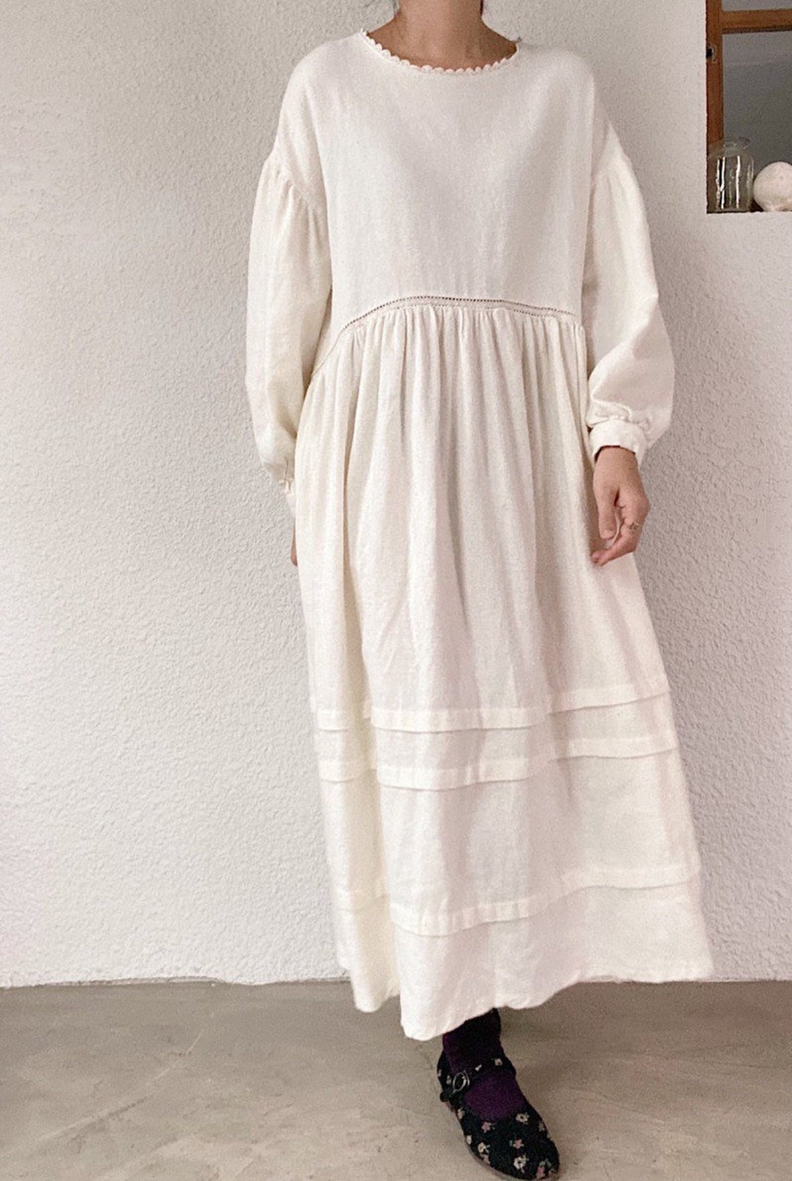 Pilgrim Maxi Dress Cottage Linen and Cotton Maxi Dress Lace - Etsy