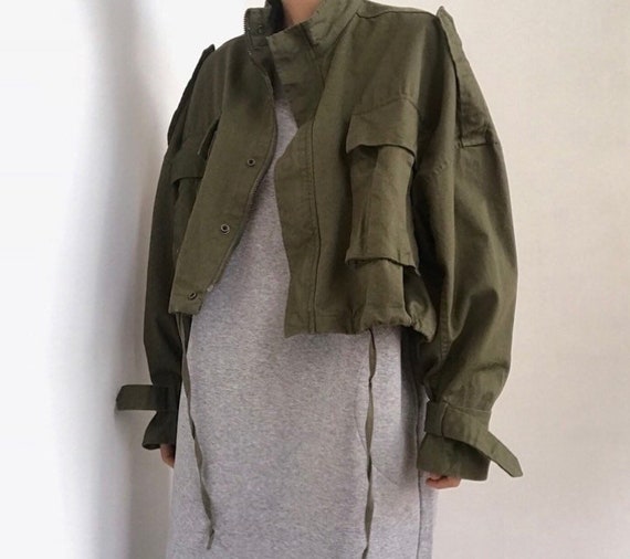 olive green short jacket