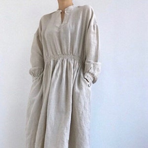 Plain linen dress, Minimalist dress, Black linen dress, Beige linen dress