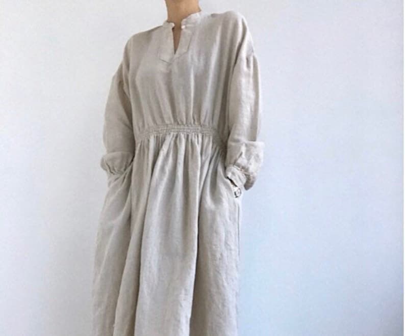 Plain Linen Dress Minimalist Dress Black Linen Dress Beige - Etsy