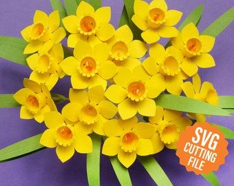 Daffodil, Paper Flower Cupcake Topper SVG Cutting File for Cricut and Silhouette