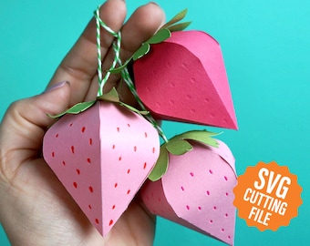 Strawberry SVG Template for Cutting Machines | Paper Strawberry Template for Cricut | Paper Craft