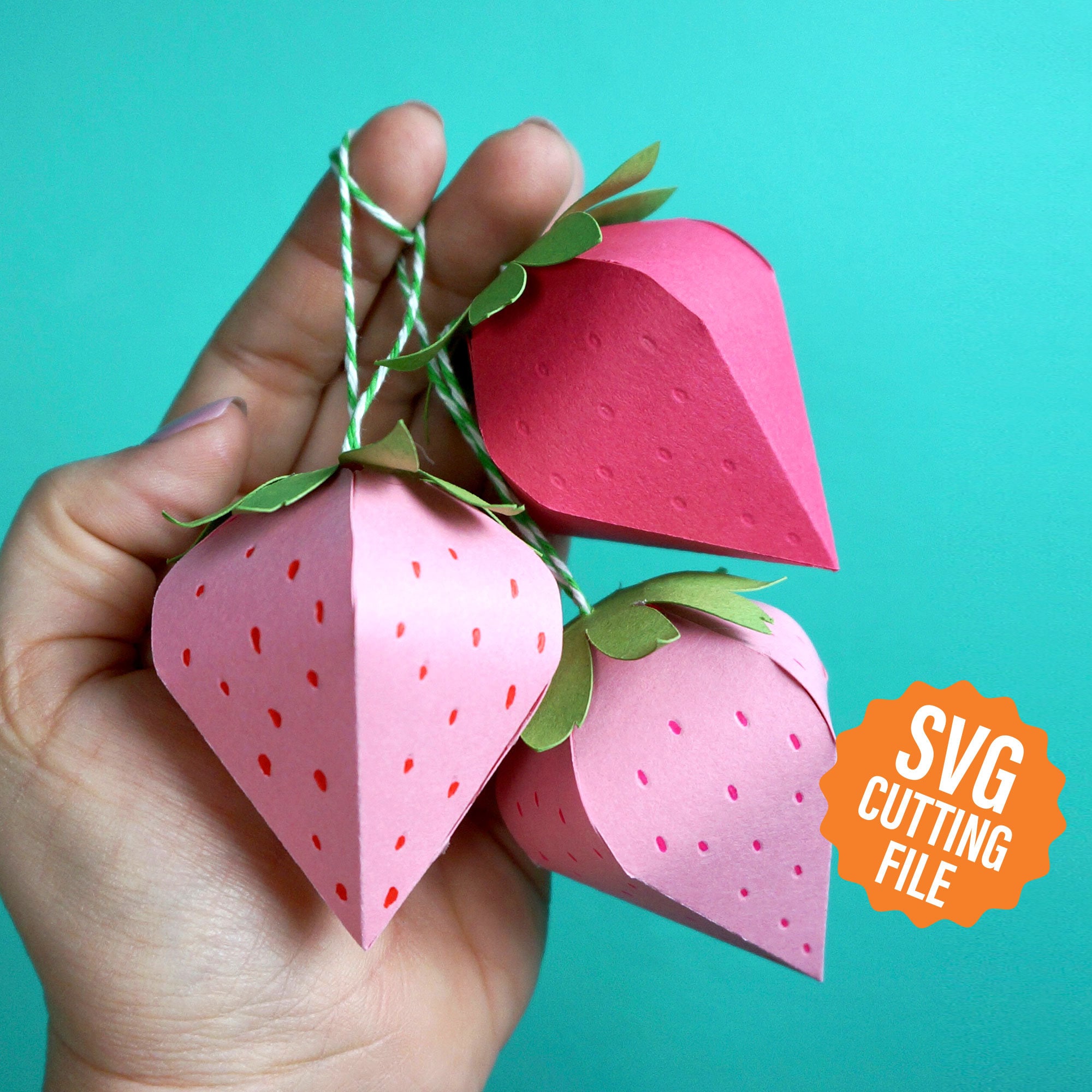 Straw Cut File Strawberry SVG Template for Cutting Machines | Paper Strawberry ...