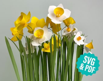 Paper Flower SVG Template, Daffodils for Cutting Machines