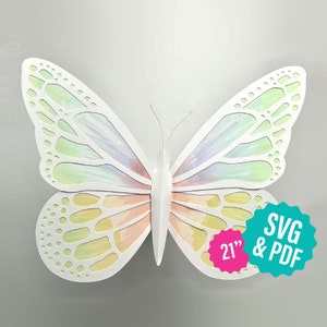 Modèle de papillon en papier grand bricolage pour machines de découpe Cricut et Silhouette SVG, DXF, pdf image 1