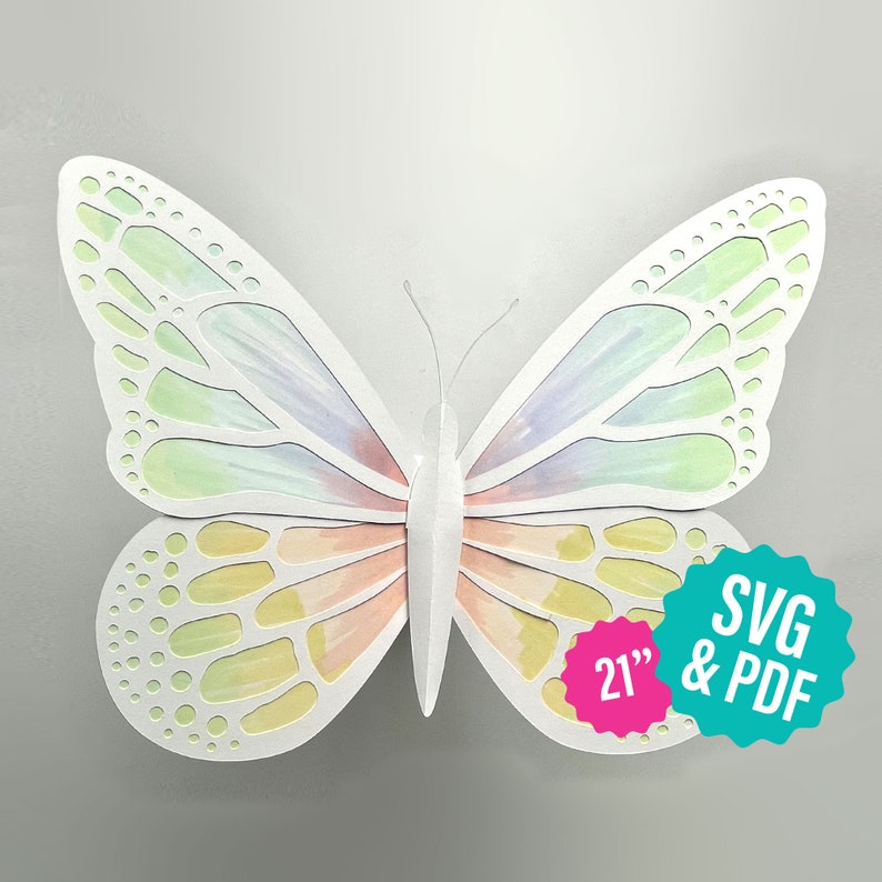 Modèle de papillon en papier grand bricolage pour machines de découpe Cricut et Silhouette SVG, DXF, pdf image 1