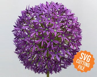 Paper Flower Template, Giant Allium for Cutting Machines (SVG, DXF)