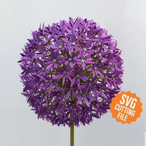 Paper Flower Template, Giant Allium for Cutting Machines (SVG, DXF)