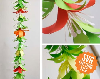 Paper Flower Garland Template for Silhouette, Cricut or Hand Cutting (SVG, DXF, PDF)