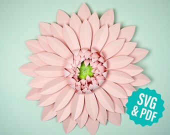 Große Papierblume Vorlage SVG & PDF, Gerbera Daisy für Handschneiden oder Schneidemaschinen (Digitaler Download)