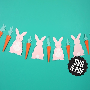 DIY Bunny Girlande Vorlage für Schneidemaschinen oder Handschneiden | SVG & PDF-Datei