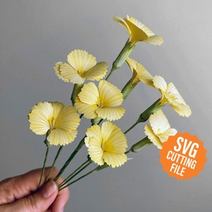 Flores de papel, modelo SVG de flor Dianthus 3D e tutorial para máquinas de corte Cricut e Silhouette (SVG, DXF)