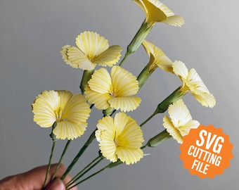 Papierblumen, Dianthus 3D Blume SVG Vorlage und Tutorial für Cricut & Silhouette Schneidemaschinen (SVG, DXF)