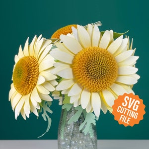 SVG 4.5&quot; Sunflower Template and Tutorial, Paper Flower SVG Cutting File for Cricut and Silhouette Cutting Machines