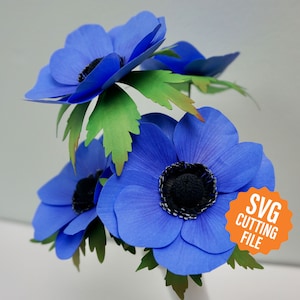 Modello SVG e tutorial di fiori di carta 3D, anemone per macchine da taglio Cricut e Silhouette