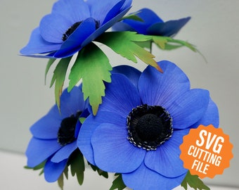 3D Paper Flower SVG Template and Tutorial, Anemone for Cricut and Silhouette Cutting Machines