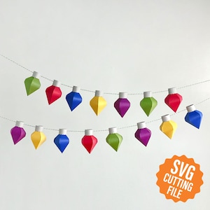 Sjabloon papieren kerstverlichting slinger, SVG-snijbestand voor snijmachines
