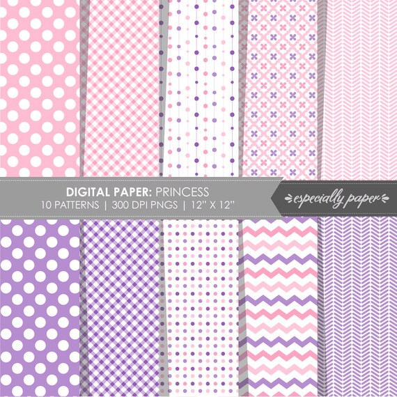 Items similar to Digital Papers, Princess in Purple & Pink on Etsy