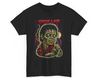 80s Zombie Thriller Graphic Tee | Midnight Graveyard Pop Horror Shirt (Heavy Cotton)