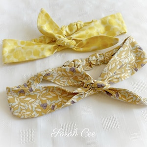Yellow Top Knot Headband: Handmade Fabric Bow Hairband