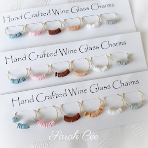 Beaded Wine Glass Charms: Pastel Party Drink Markers, Set of 6