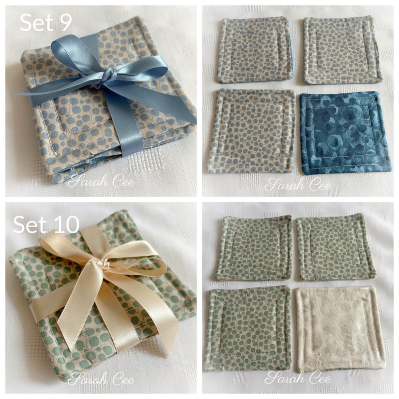 Handmade Reversible Fabric Coasters: Quilted Set of 4 - Etsy