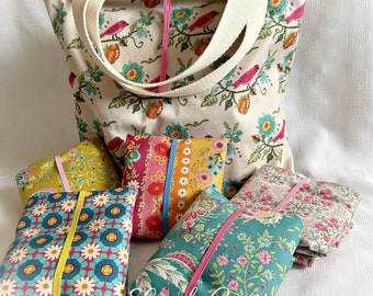 Foldaway Shopper Bags, Folding bag. Summer bag, Tote bag, shopping bag, Floral bag, boho bag, holiday bag, Foldaway bag