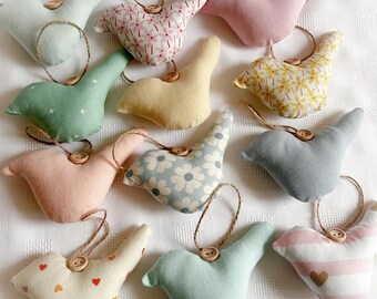 Pastel Fabric Bird Ornament: Handmade Hanging Decoration