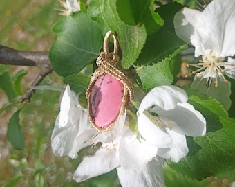 Rhodochrosite and Gold pendent