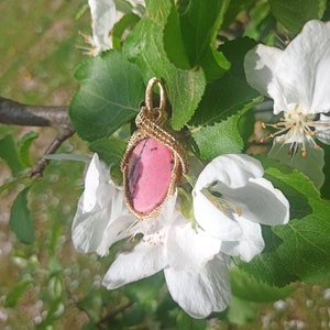 Rhodochrosite and Gold pendent