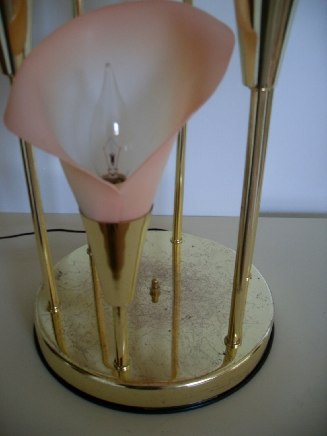 Vintage Calla Lily Lamp in pink Etsy