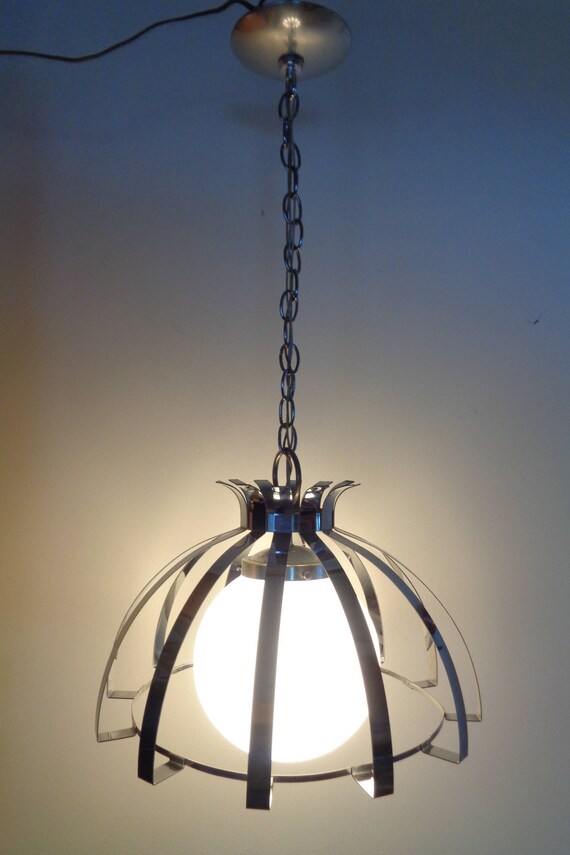 Chrome Hanging Light Fixture Mid Century Modern Image 0