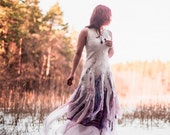 Alternative wedding dress Purple white wedding dress colored wedding dress Bohemian wedding dress Sexy bridal dress Open back dress