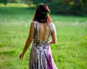 Alternative wedding dress Bohemian wedding dress Boho wedding dress Purple green maxi dress Unique wedding dress Silk wool dress Felt dress