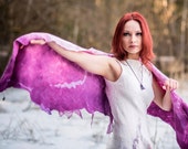 Purple wedding shawl Purple felted scarf Orchid purple silk scarf Ombre purple shawl Boho scarf Luxurious wool scarf Pashmina shawl