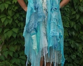 Turquoise blue silk scarf - Aquamarine blue shawl - Extra light bohemian shawl - Water blue scarf
